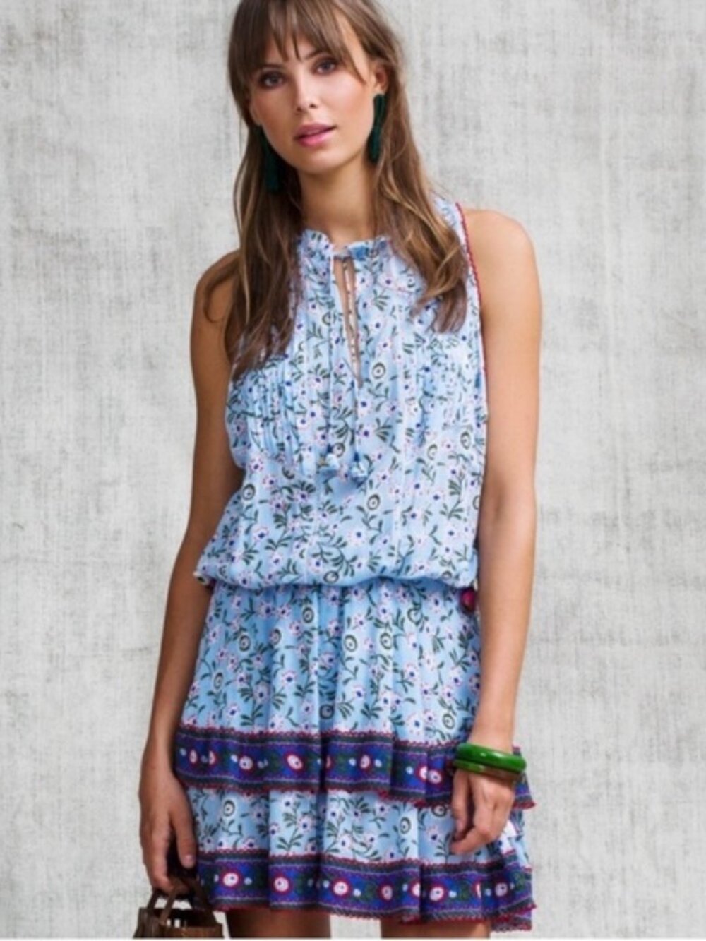 Poupette St. Barth Amora Blue Floral Mini Dress